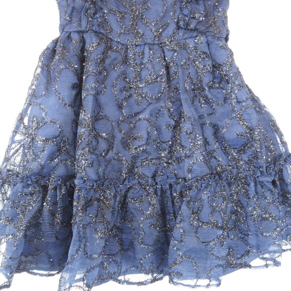 Kensie Girl Soutache Organza Blue Dress Girl's Size 5 Tinsel Ribbon Accent - Picture 2 of 9